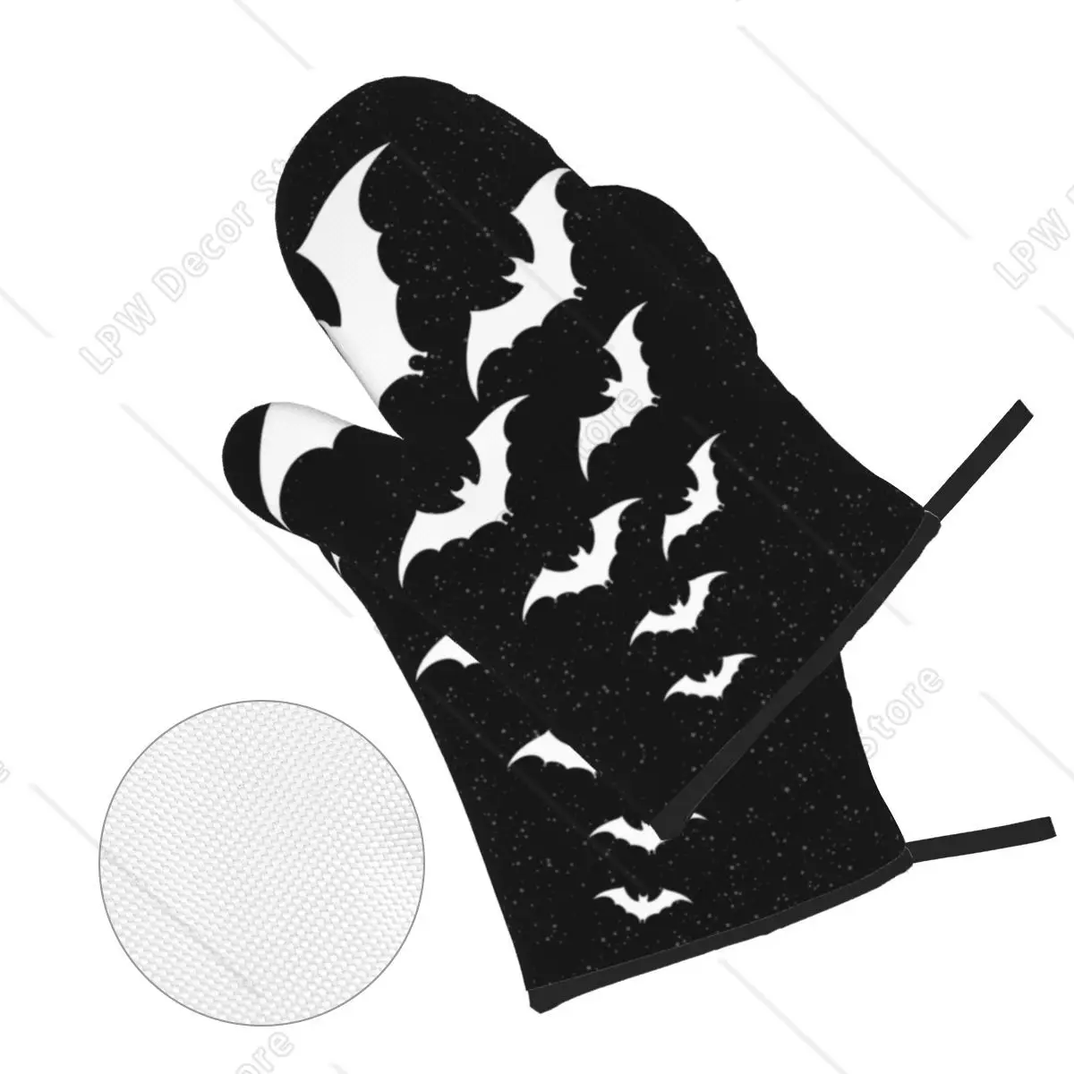The Night Bats Oven Mitts and Pot Holders Sets of 4 Halloween Witch Heat Resistant Kitchen Gloves Potholders for Baking Grilling