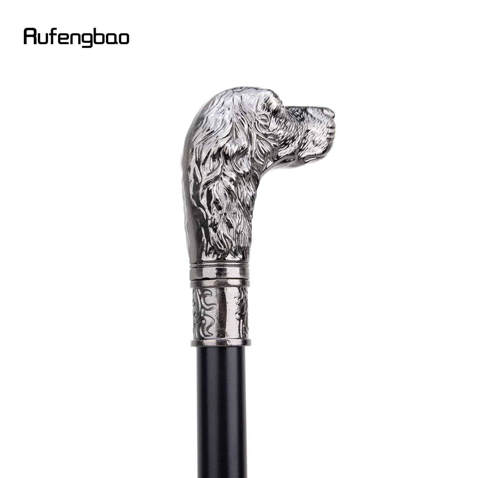 Sliver Loyal Dog Head Single Joint Fashion Walking Stick Decorative Vampire Cospaly Party Walking Cane Halloween Crosier 93cm