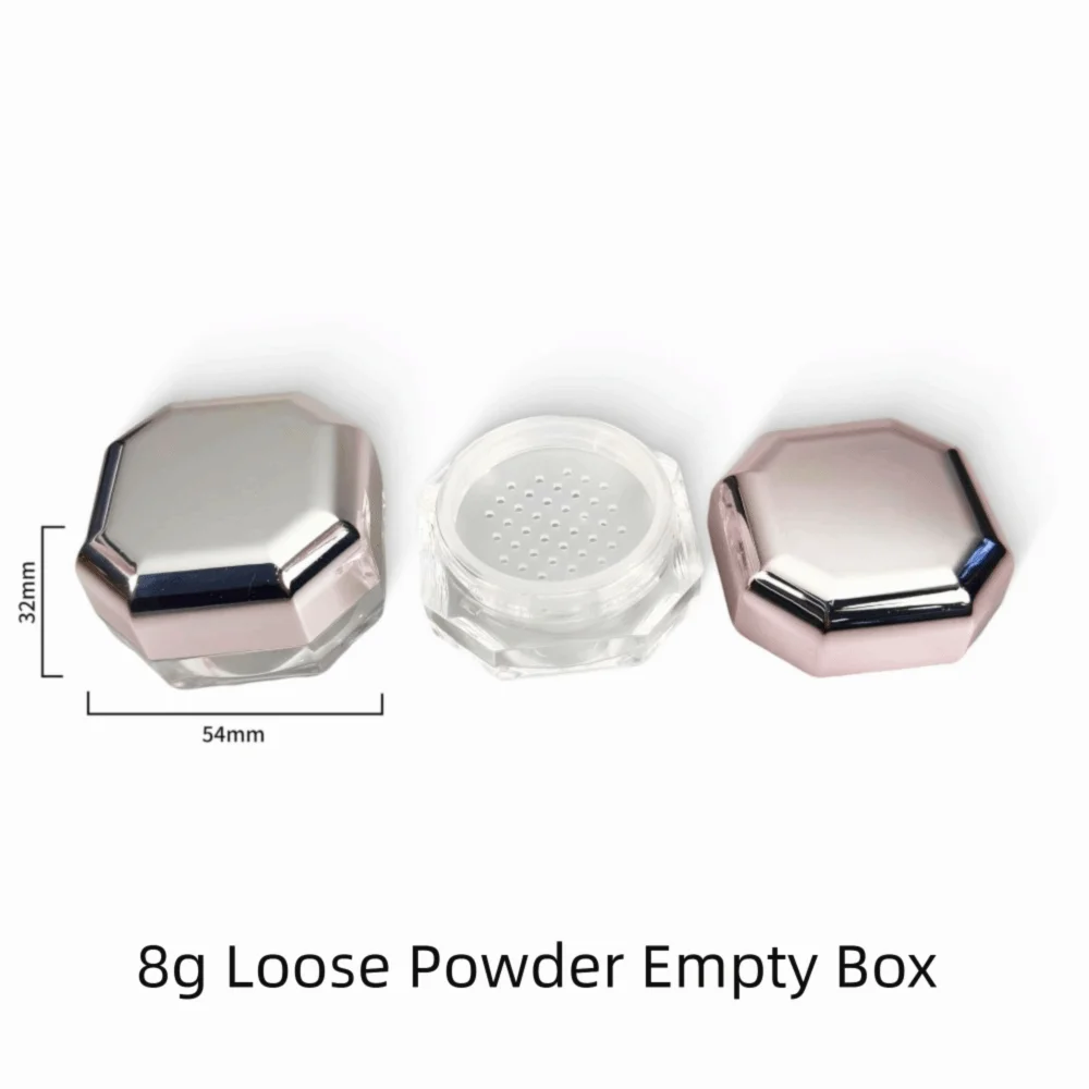 Picture 7: Plastic Loose Powder Case 8g Capacity Rose Gold Rim Cosmetic Sub Box Transparent Octagon Shape Setting Powder Jar