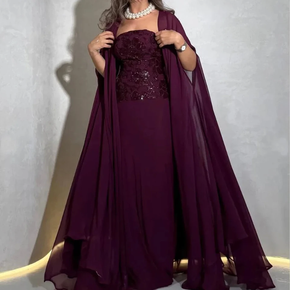 فستان سهرة كلاسيكي أنيق مخصص بدون حمالات 2 في 1 مطرز بسيط كابا 2025 طول الأرض فساتين حفلات #3