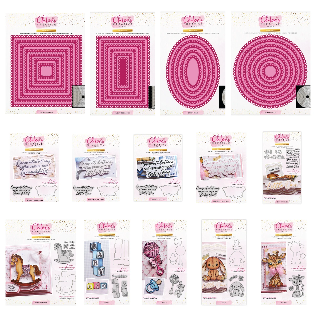 

Baby Collection Sentiments Clear Stamps and Metal Cutting Dies Craft Mold DIY Scrapbooking Album Decorative Embossing Paper Card