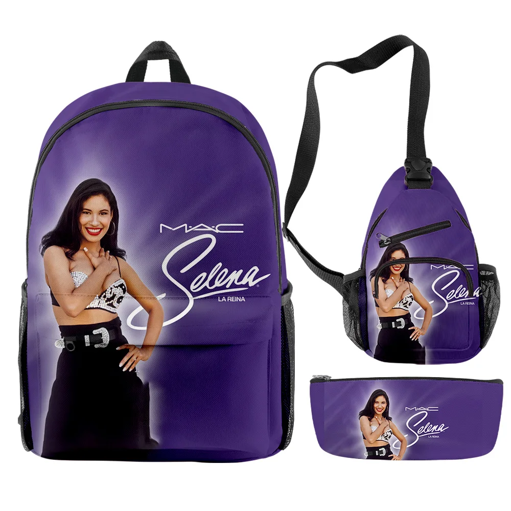 

Classic Popular Funny Selena Quintanilla Singer 3D Print 3pcs/Set pupil School Bags Travel Laptop Backpack Chest Bag Pencil Case