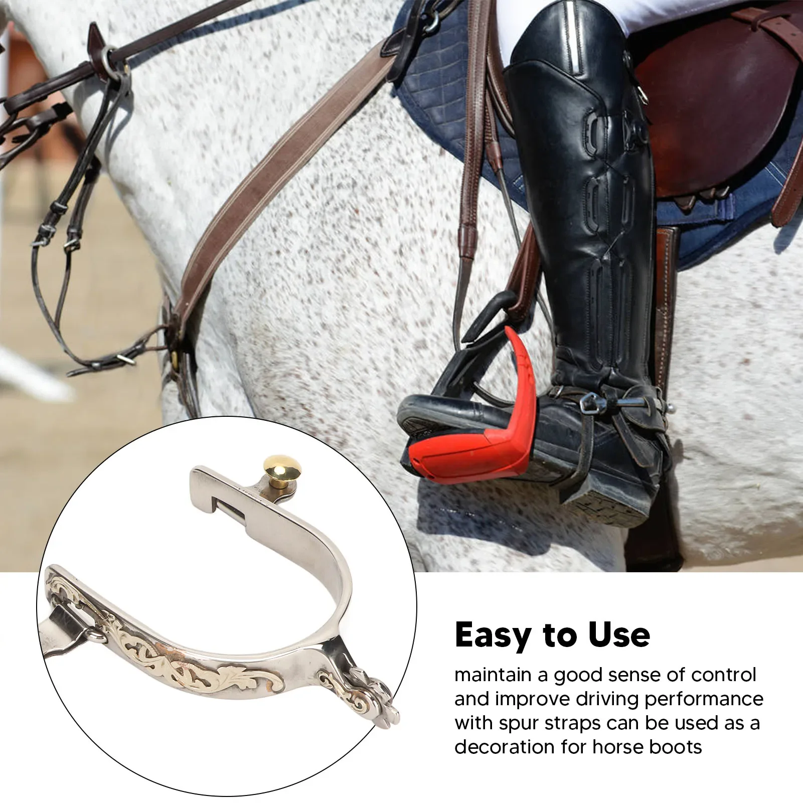 

1 Pair Horse Spurs Stainless Steel Western Cowboys Spurs Men Women Horse Boot Spurs with Rotatable Gear for Equestrian