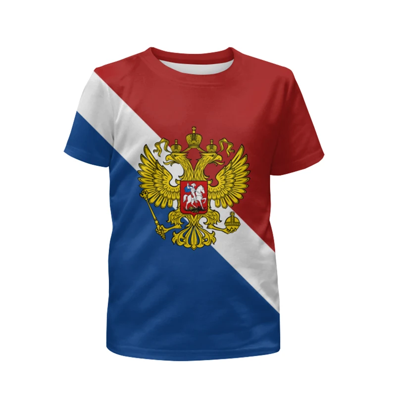 Russian Flag Summer Printing Fashion New Men\'s And Women\'s Street Culture Casual Slim Retro Round Neck Short Sleeve T-shirt Tops