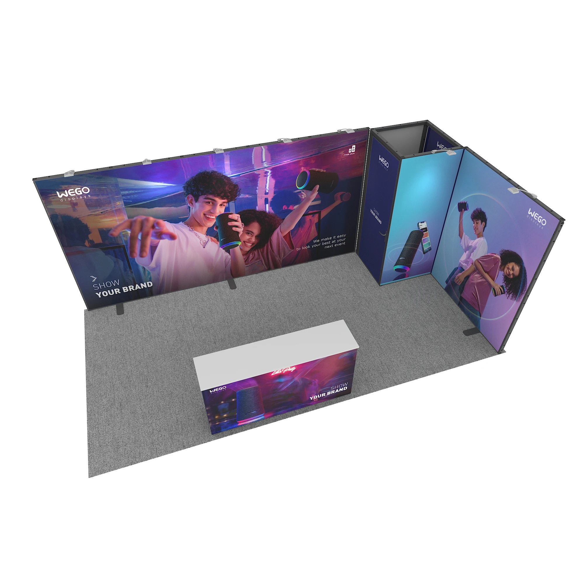 3 x 6 modularer Ausstellungsständer mit Stauraum, 10 x 20 Trade Show Booth Display-Hintergrundständer