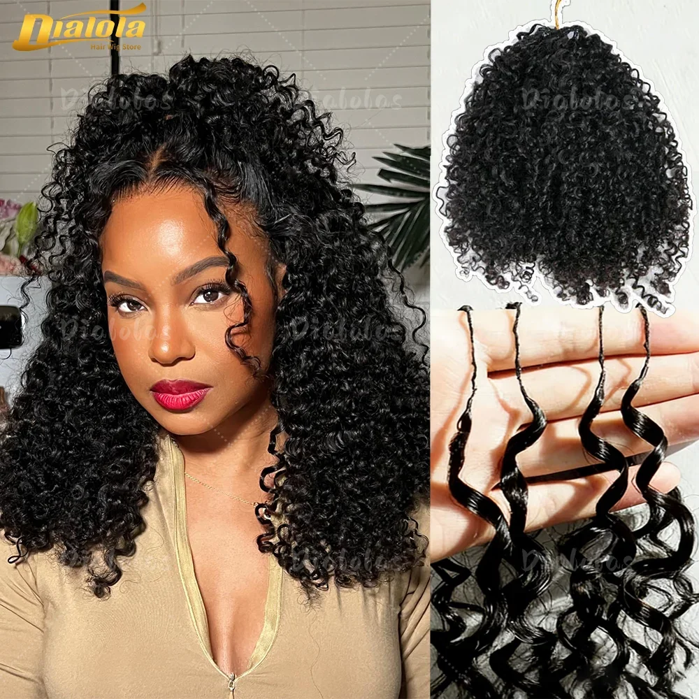 Afro Kinky Burmese Curly Crochet Human Hair Knotless Pre-Separated Crochet Feather Hair Extensions Curly 100% Human Hair