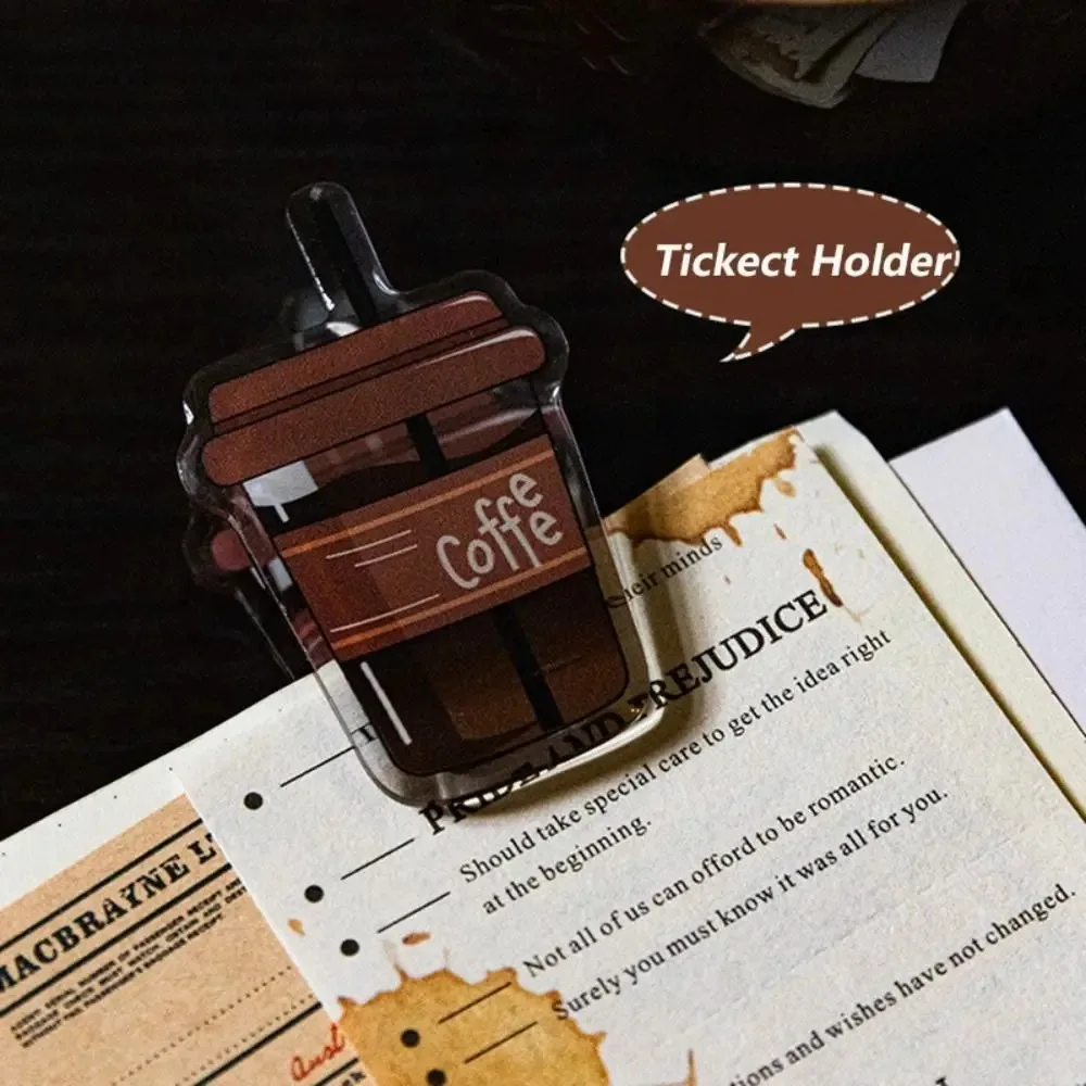 Binder Clips Kawaii Coffee Acrylic Clips Coffee Cup Stationery Stationery Test Paper Clip Retro Vintage Coffee Paper Clip
