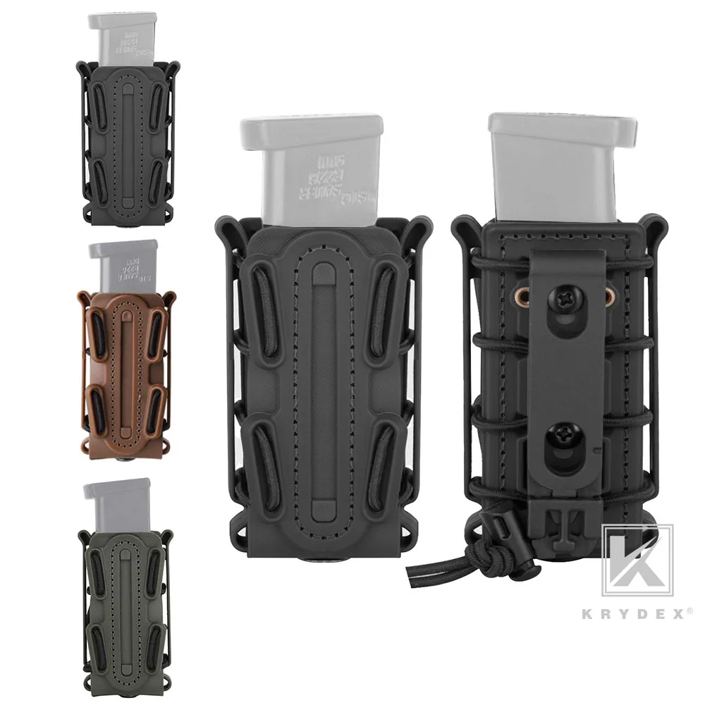 KRYDEX Tactical Magazine Pouches Shooting Fastmag Belt Clip plastic molle Pouch Bag 9mm softshell G-code Pistol Mag Carrier tall