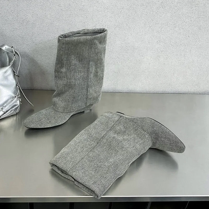 

Aneikeh/Осенние женские ботильоны на танкетке, обувь с острым носком, современные короткие ботильоны, Zapatos De Mujer