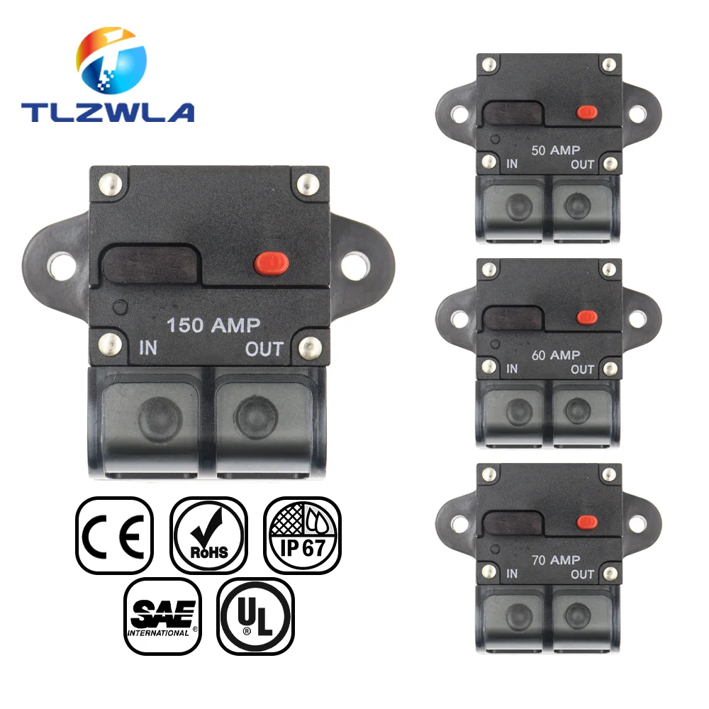 1PCS 50A 60A 80A 100A 150A 200A 250A 300A AMP Circuit Breaker Fuse Reset Car Boat Auto Waterproof Security Fuse Accessories