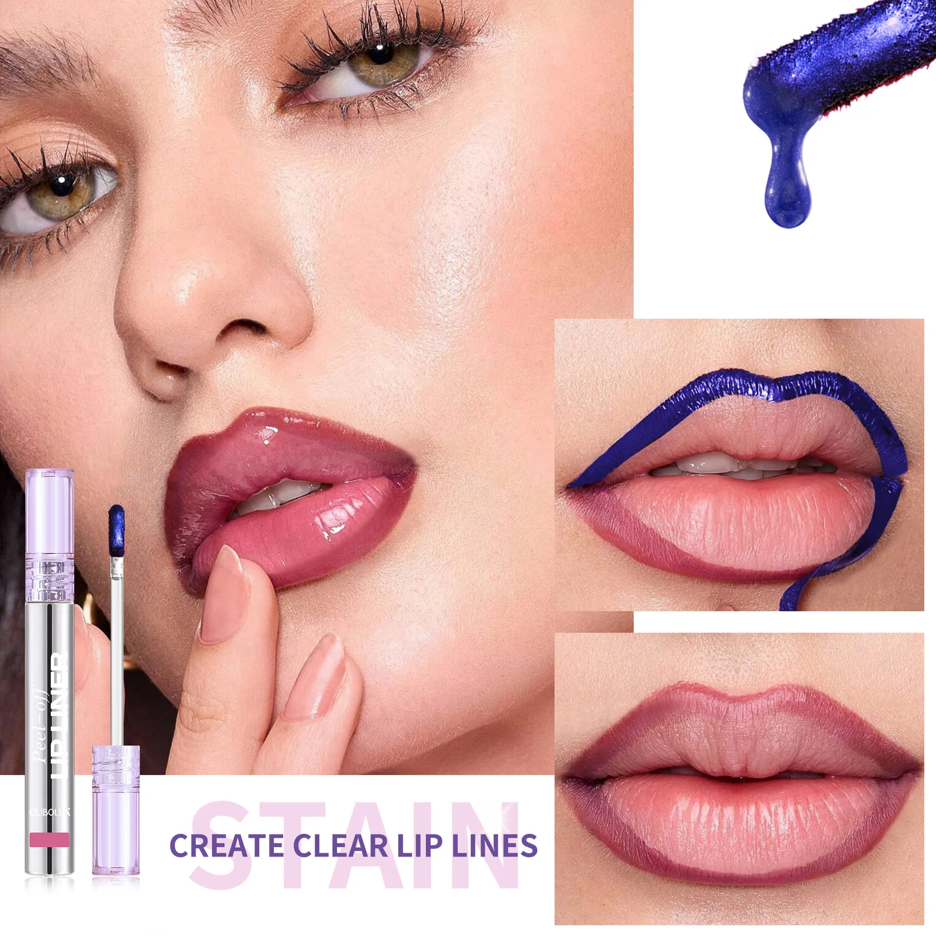Delineador de Labios Altamente Pigmentado, Mate, Desprendible, Tinta de Labios de Larga Duración, Resistente al Agua, 4 Colores, Lápiz Labial Anti-Transferencia
