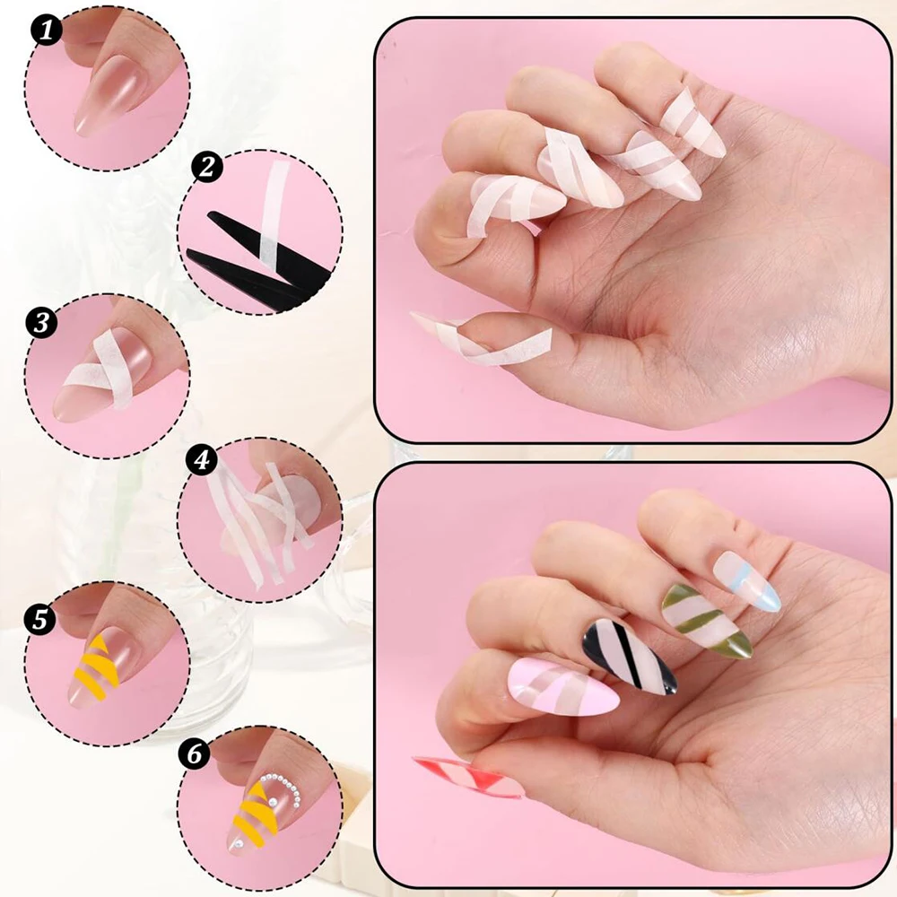 4 rouleaux/ensemble ruban blanc pour Nail Art, pour modèles à carreaux/français, conseils de manucure, rubans de masquage, largeur 5mm/12mm, autocollants, décoration des ongles