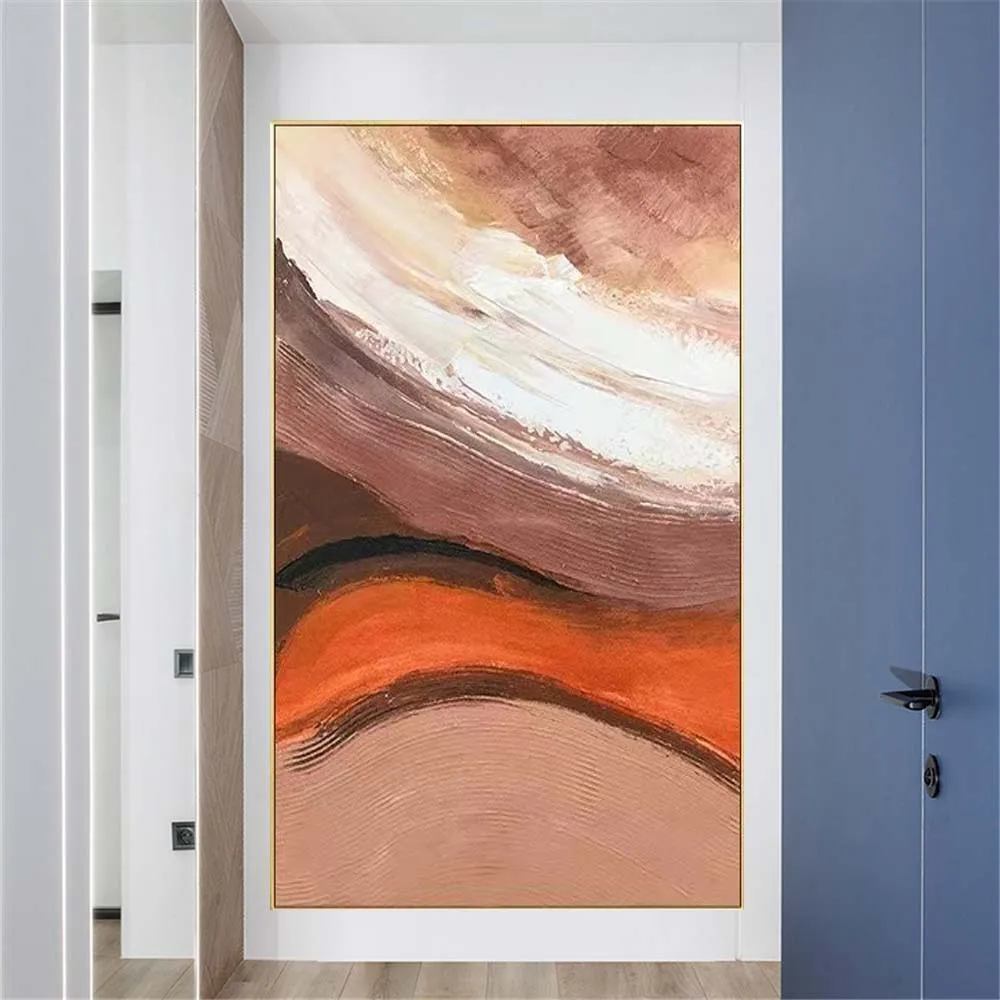 

Real Handmade Texture Abstract Orange Oil Painting Scandinavian Canvas Picture Modern Home Wall Art Poster For Living Room Mural