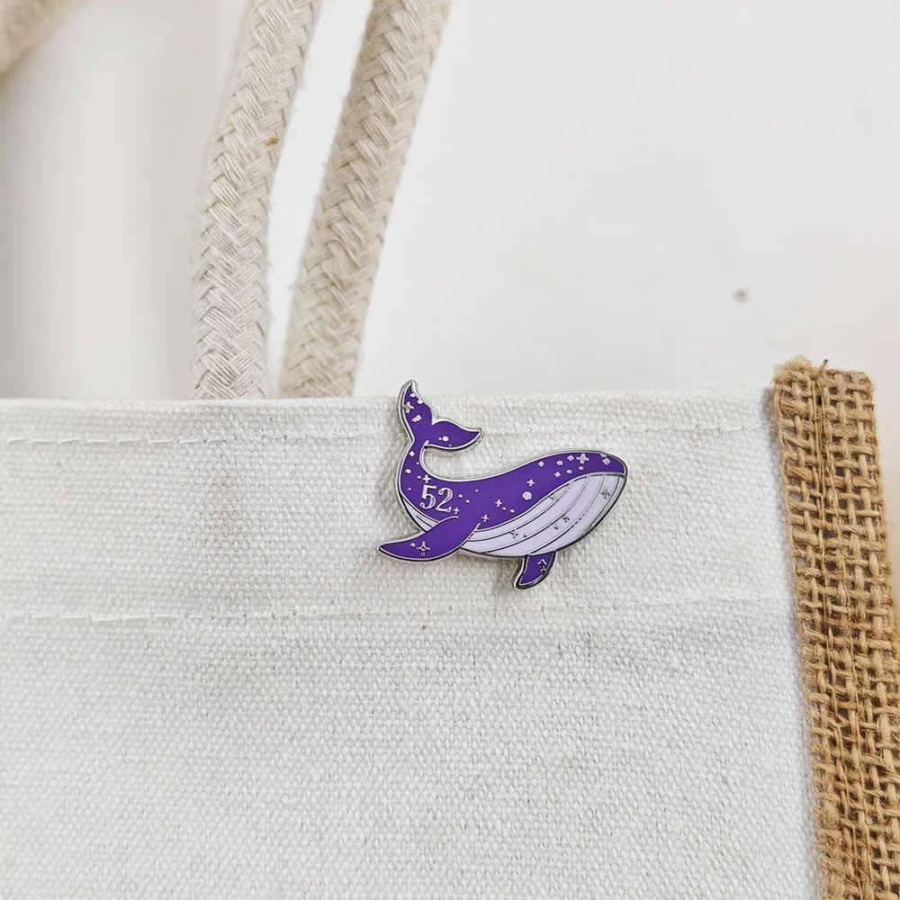 Kpop ARMY 52 Hertz Lonely Whale Enamel Pin Purple Starry Sky Whale Brooch Number 7 Keychain Set Cute Animal Badge Lapel Pins Jew - view 4