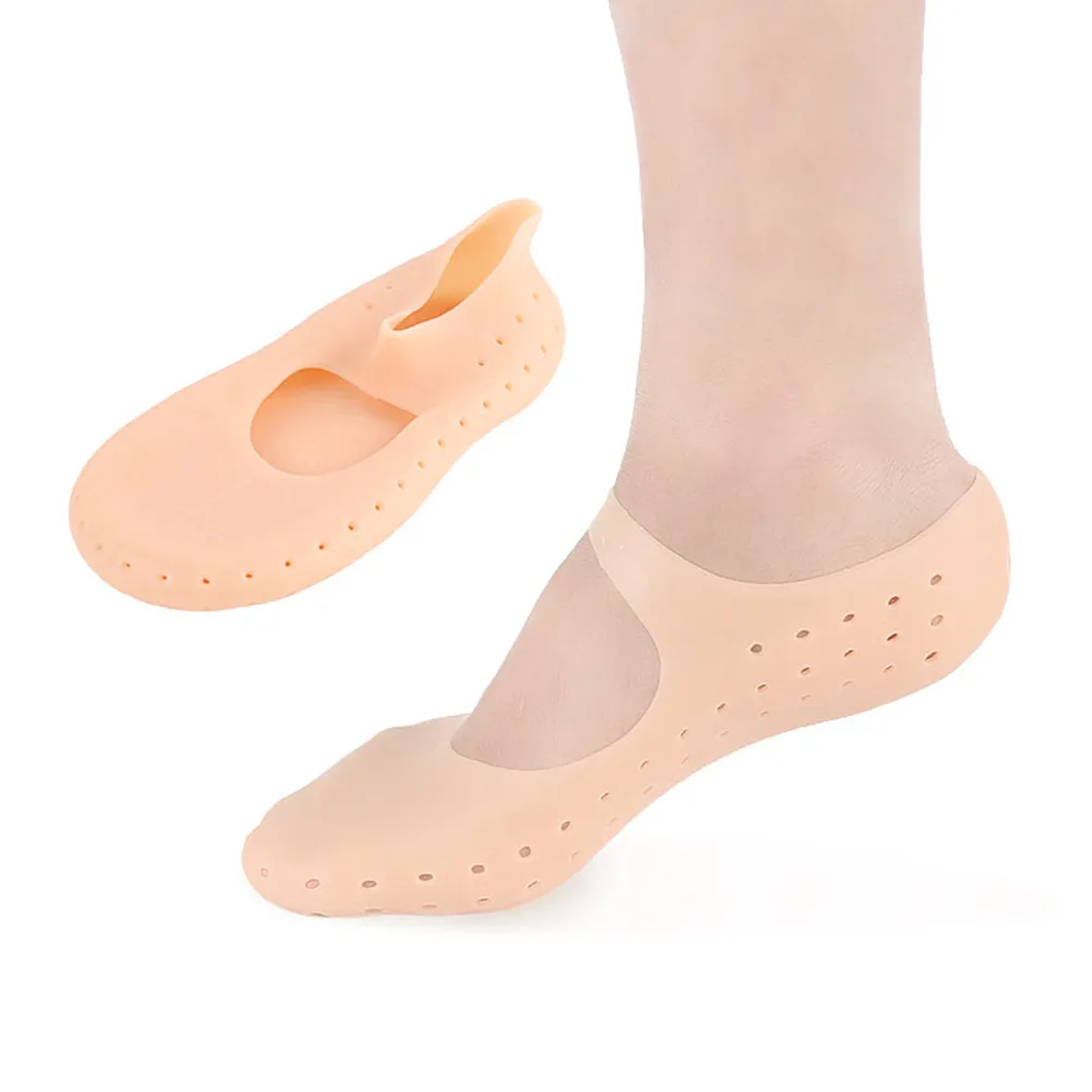 2Pair Silicone Socks Sebs Gel Moisturizing No Slip Invisible Socks Skin Tone White Foot Care Protector Anti Cracking Repair Dry
