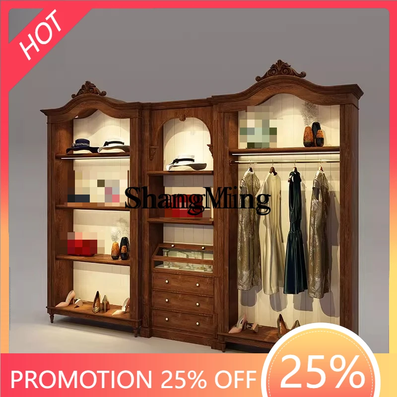 SM medieval solid wood simple display rack shoe bag display cabinet bag clothing store display cabinet