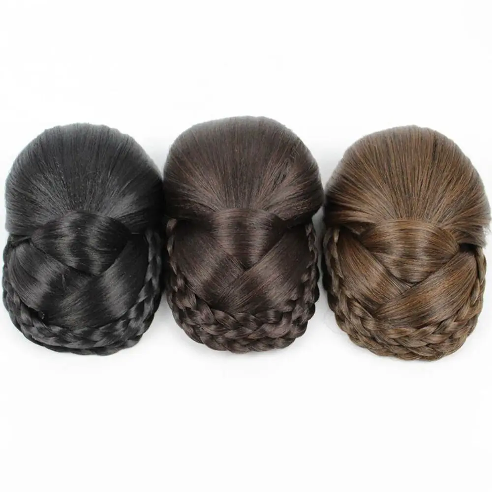 Girls Straight Heat Resistant Fiber Women Hair Accessories Braided Chignon Hanfu Hair Chignon Bride Hairpiece Fake Hair Bun