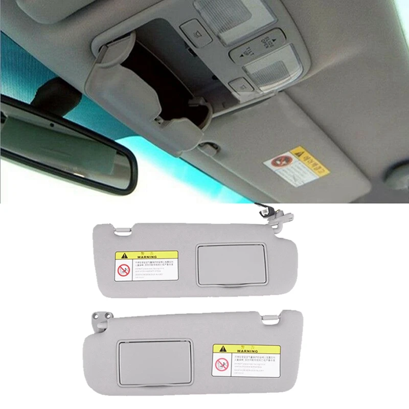 1 Piece Right Car Inner Sun Visor Sunshade Mirror Plastic For Hyundai Sonata NF NFC 2005-2009 Gray Sun Shield Shade