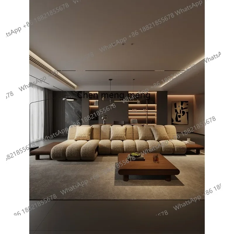 Q178 Italian minimalist living room sofa high-end technology cloth large apartment sofa corner walnut