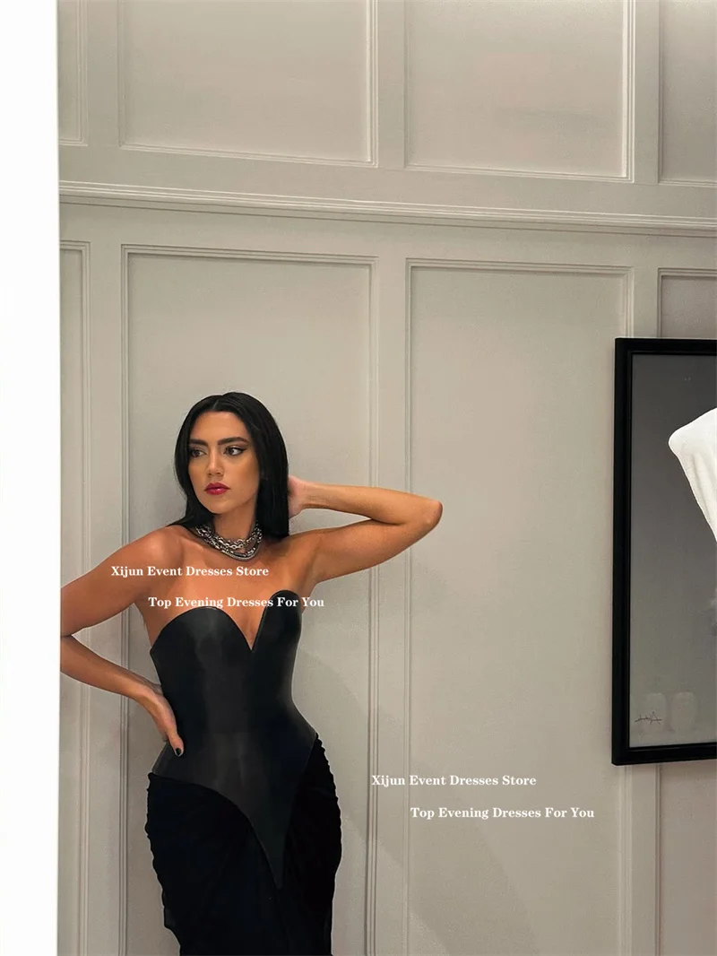 فساتين سهرة مثيرة بحورية البحر باللون الأسود من Xijun على شكل قلب بدون أكمام فساتين رسمية للحفلات الراقصة للمناسبات العربية السعودية حسب الطلب