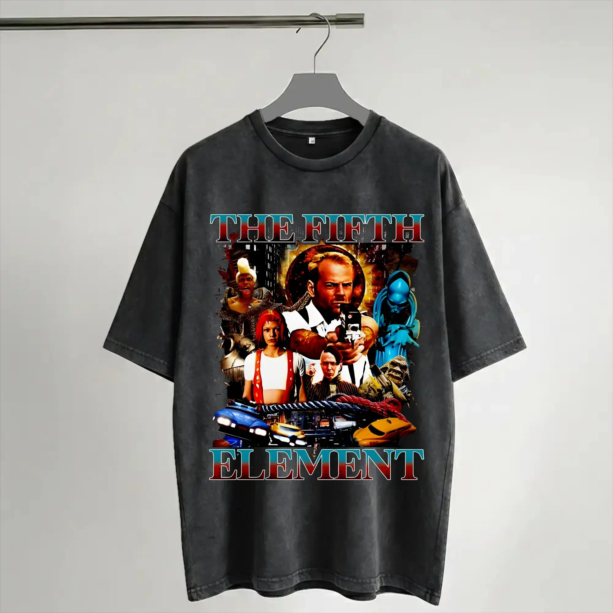 The Fifth Element  T Shirt Hip Hop Washed Short Sleeve Oversize T-Shirts  Vintage Men Women Streetwear Summer Tees