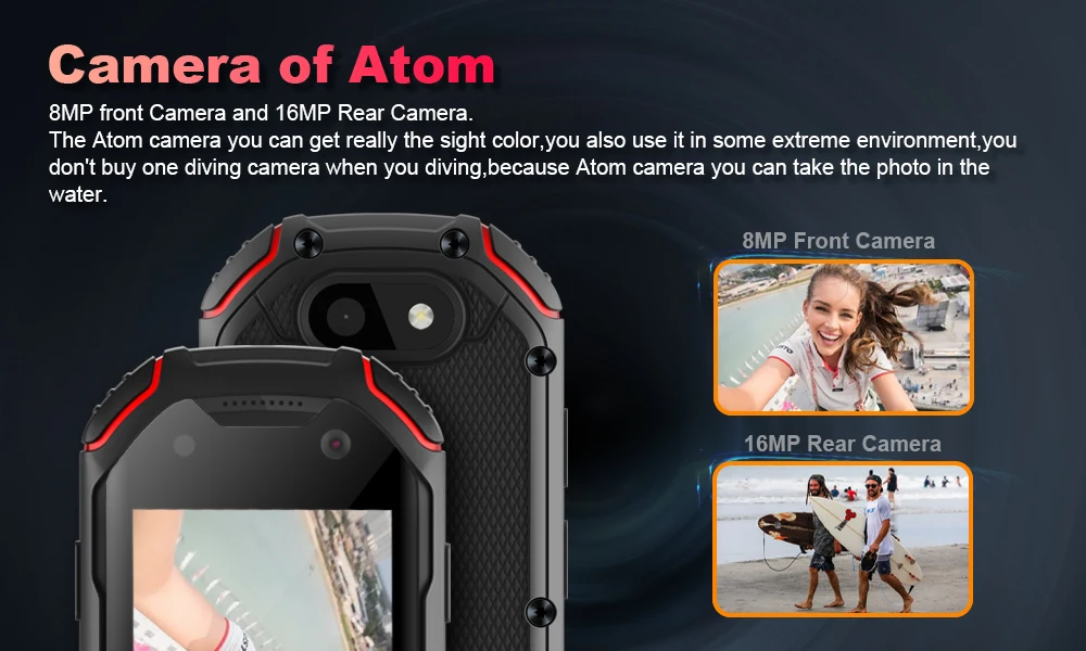 Unihertz Atom Small Rugged Smartphone, 4GB, 64GB Cellphone, P23, 16MP, 4G, 2000mAh Battery, 2.45 "Mobile Phone for Spare Phone