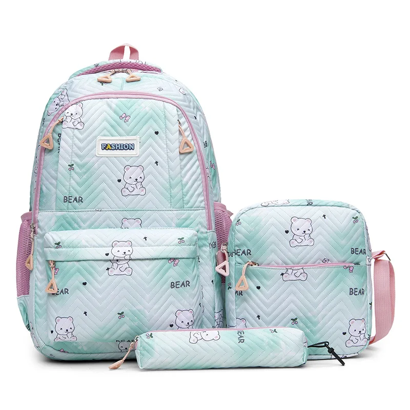 

3Pces Backpack Set The Little bear Girl Kid Student School bags Double Shoulder Bag Travel backapcks Bag Bookbag Laptop Bag BOOK