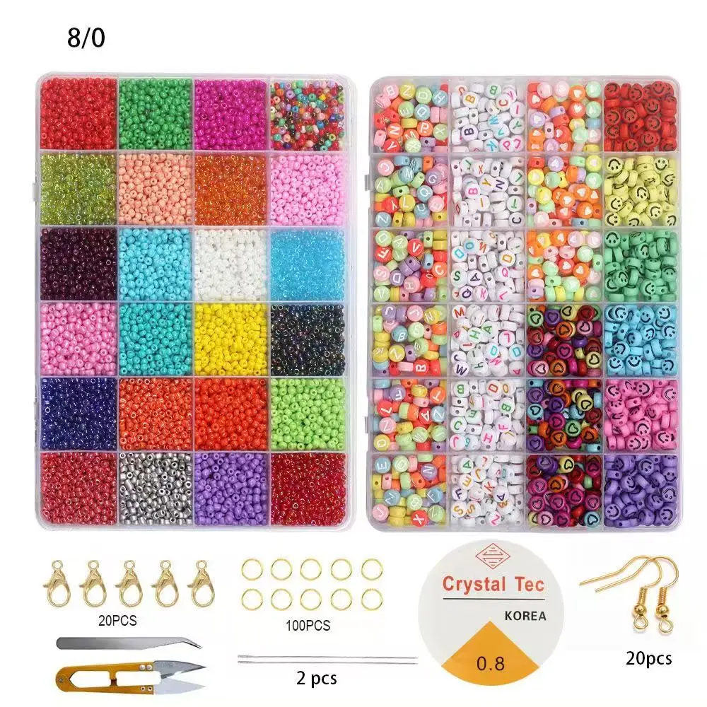 3mm 24 grid double box solid color rice beads DIY bracelet necklace accessories colored beads