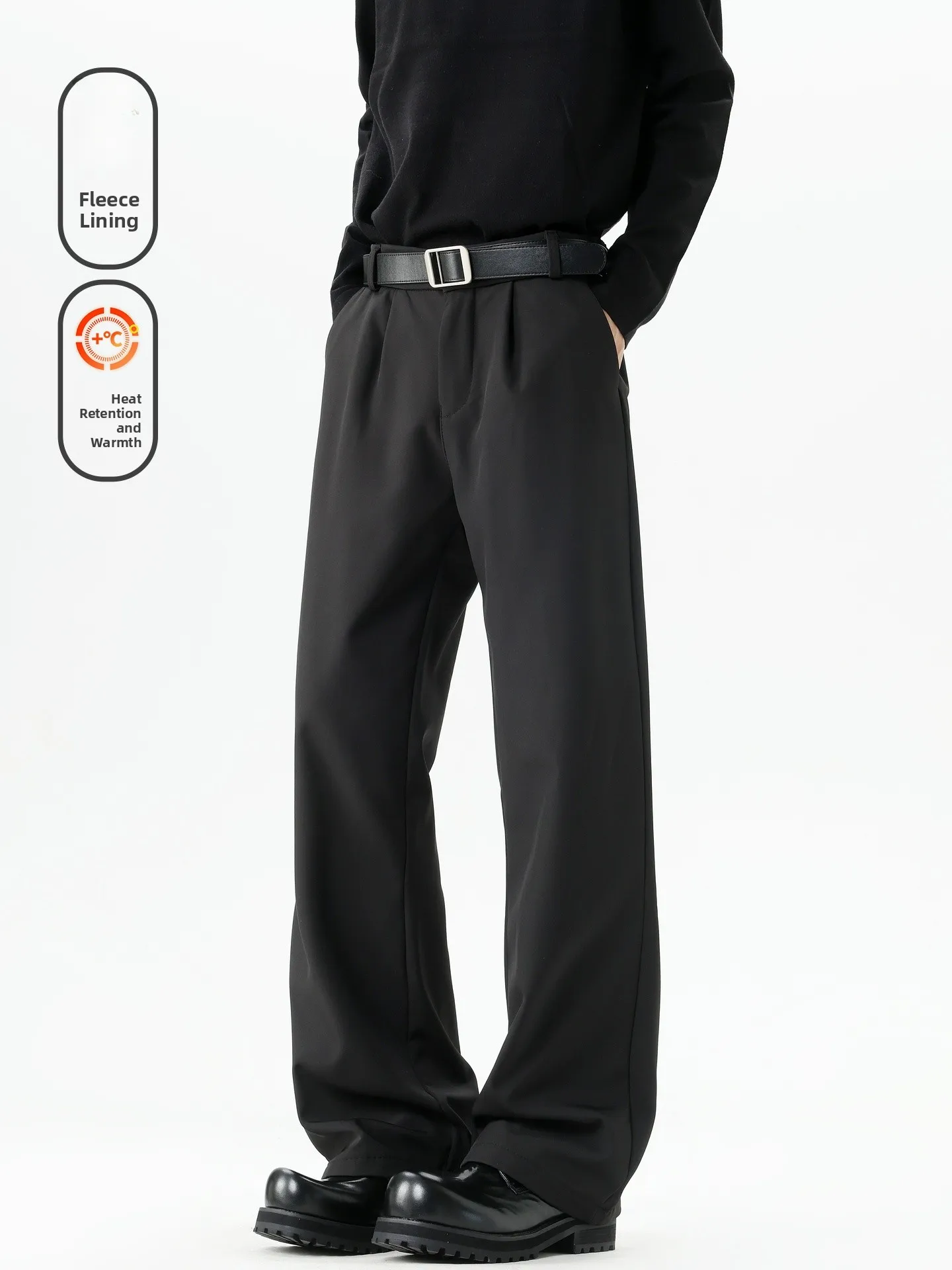 

Теплые брюки-палаццо на флисовой подкладке для мужчин и женщин, винтажные, свободные, осенне-зимние, длинные, повседневные, однотонные, модные, молодежные