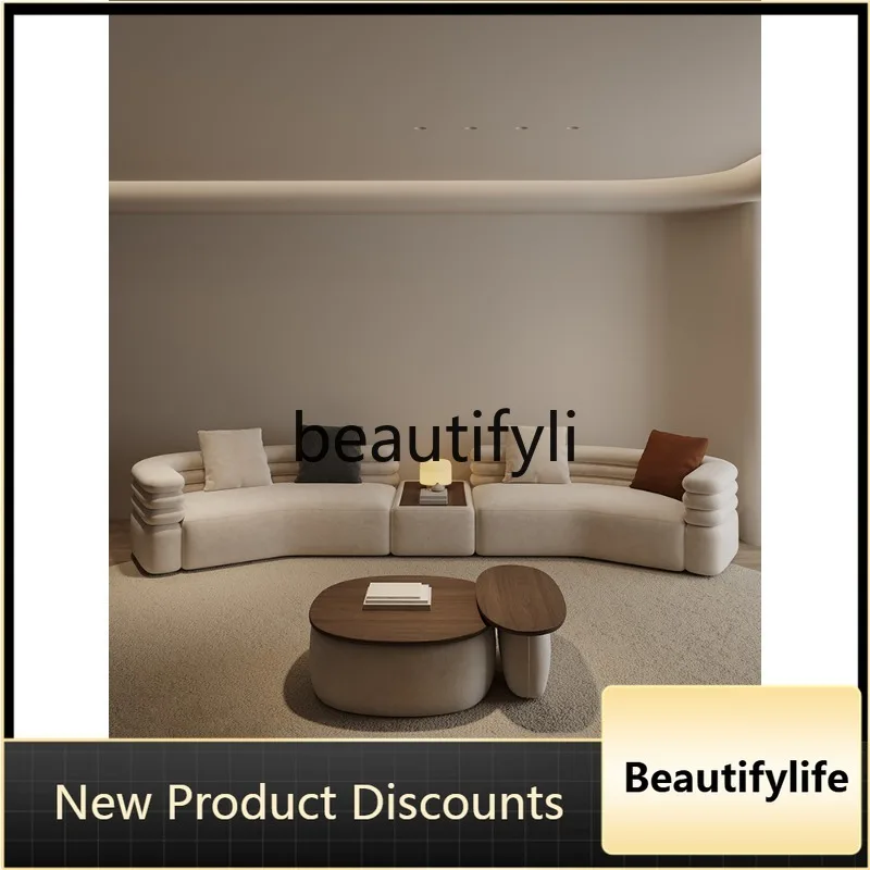 Navi Cream Cloud Ladder Sofa Living Room Home Use Irregular Corner Lamb Wool Fabric Simple Modern Internet Celebrity New Model