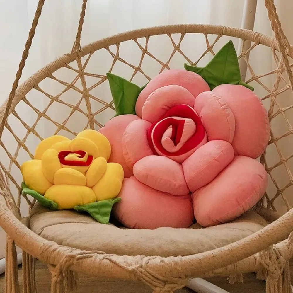 New Large Rose Shaped Pillow Simulated Plush Sofa Flower Cushion Colorful Car Interior Cushion Plush Toys