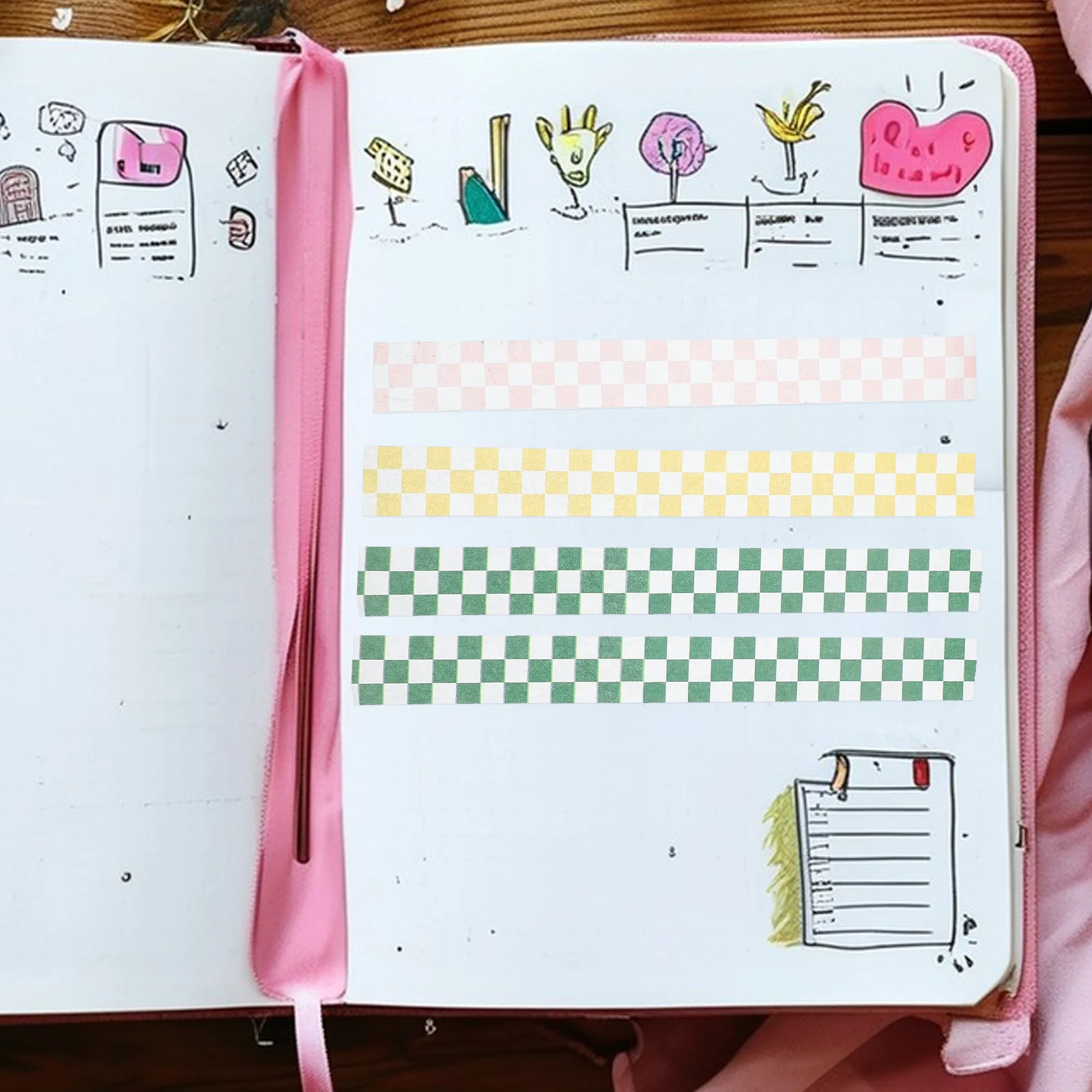 

6pcs 6 Rolls Washi Tape Decorative Craft Tape For Diy Scrapbooking Journal Grid Colored Adhesive Tapes Stationery Gift Wrapping