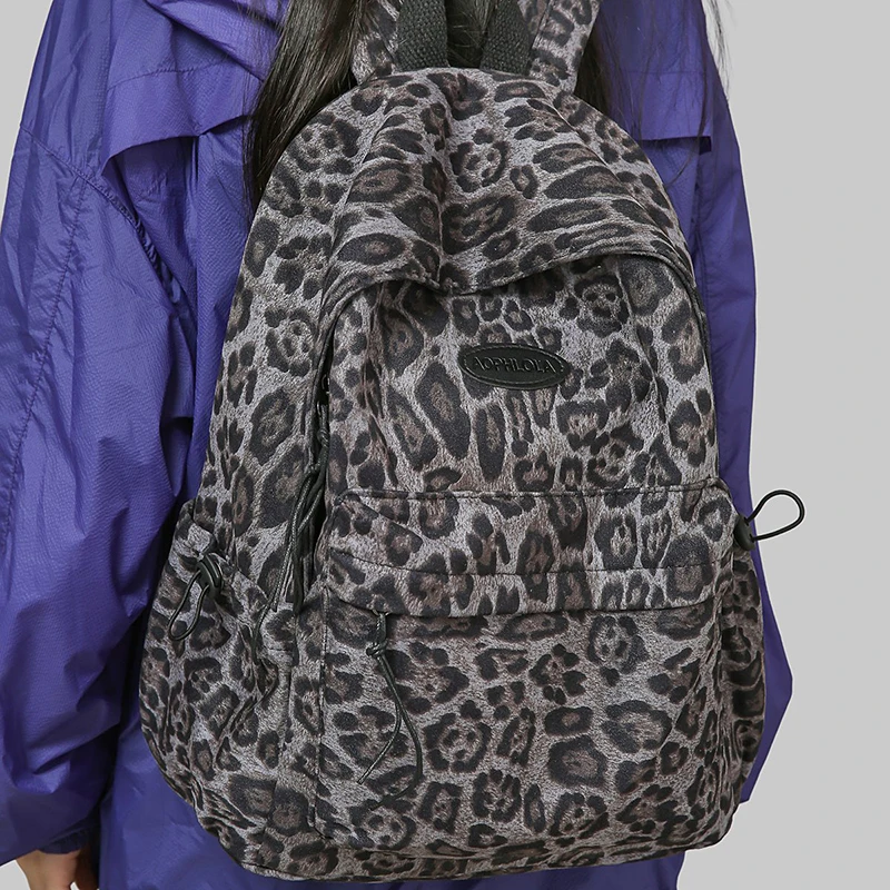 

Daily Travel Bag Leopard Printing Woman Backpack School Book Bags for Teenage Girls Female College Student Lady Leisure BagPack