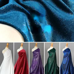 Tela tejida de terciopelo dorado para ropa, brillante por metro para coser vestidos, ropa de rendimiento, tela de diseñador por metro, vino, rojo, azul y blanco