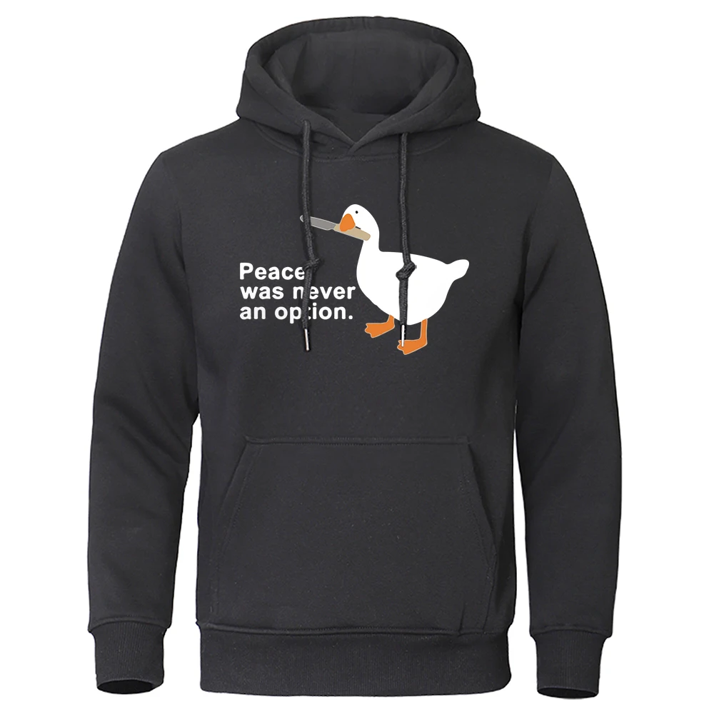 Peace Was Never An Option Cartoons Print Hoodie Men Autumn Winter Warm Sweatshirt Fashion Casual Clothing Pocket Fleece Hooded