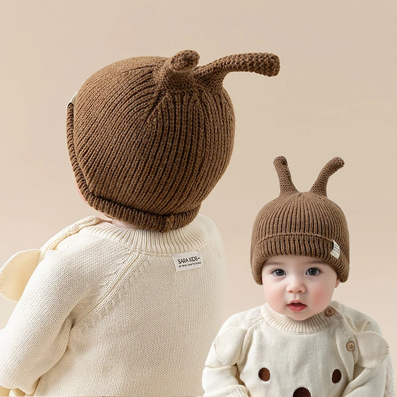 

Cute Tentacle Knitted Hat for Baby Winter Warm Pullover Cap Solid Color Woolen Crochet Bonnet 1-4Year Boy Girl Children Beanies