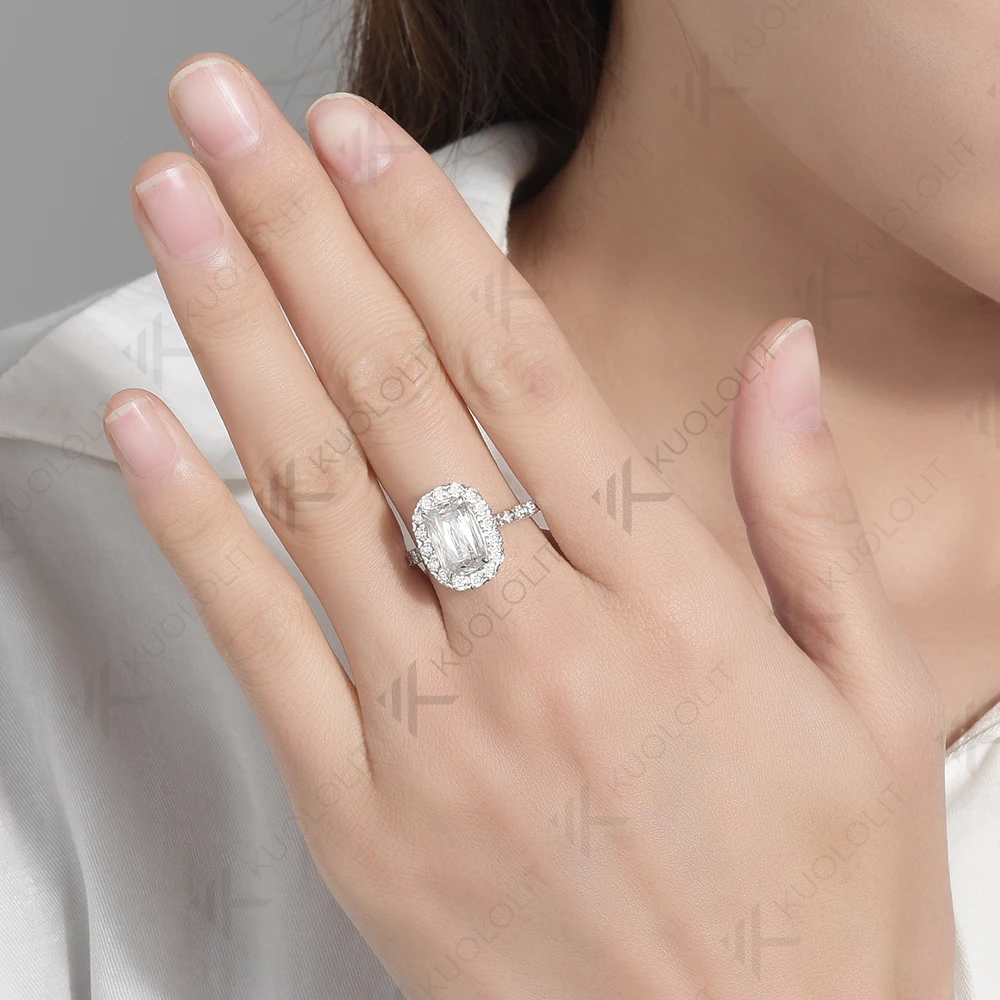 Kuololit 4CT متقاطع مويسانيتي الدائري للنساء الصلبة 18K 14K 10K الذهب Enlong وسادة قطع الدائري لهدايا المناسبات الخطوبة