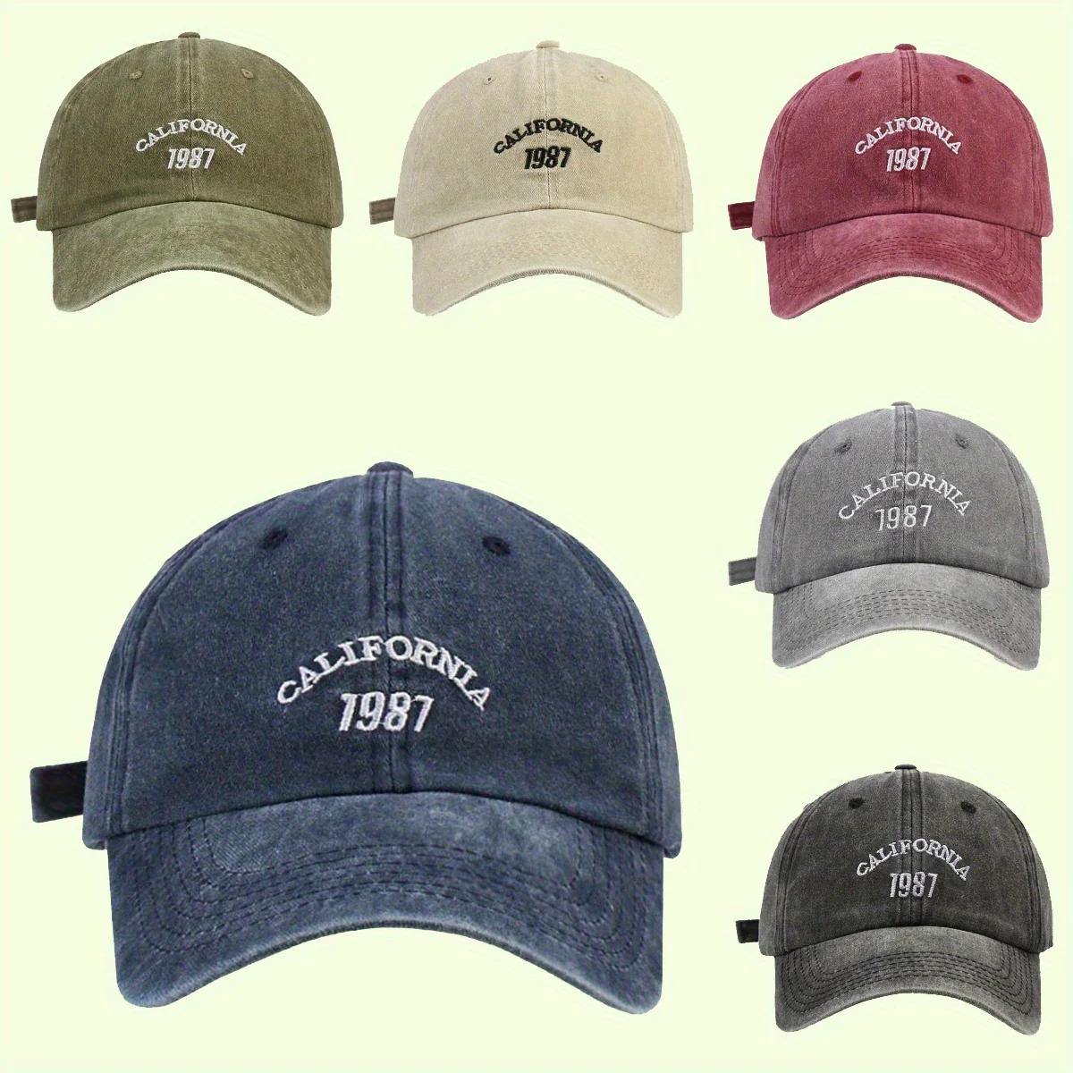 

Fashion Casual Hip Hop Sun Hat Household Sports Dad Hat Solid Colour 1987 Letter Embroidery Baseball Cap for Men