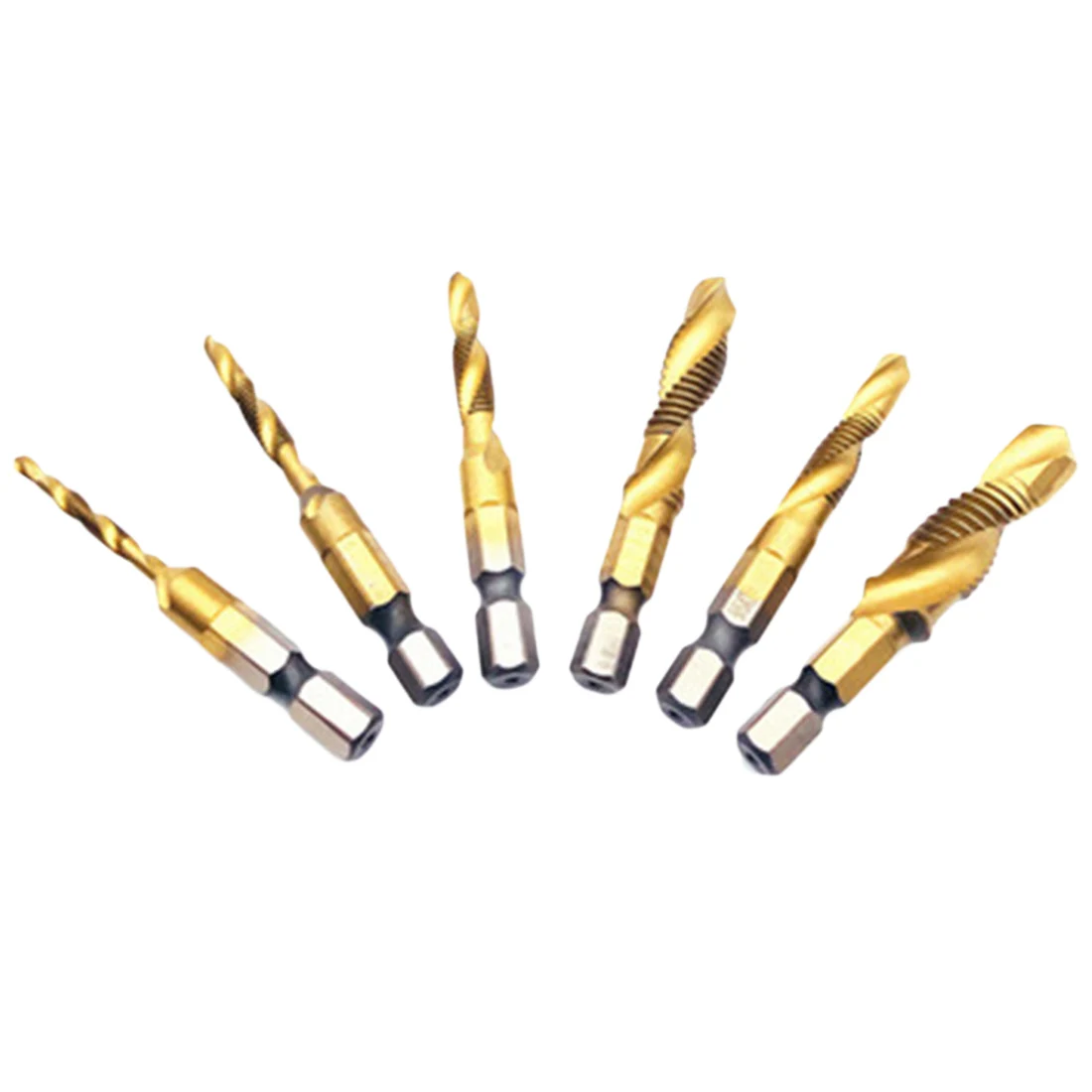 Tay Vòi Khoan HSS 4341 Vít Xoắn Ốc Điểm Chỉ M3 M4 M5 M6 M8 M10 Gia Công Kim Loại Chuôi Lục Giác Máy vòi Bộ Hệ Mét Cắm