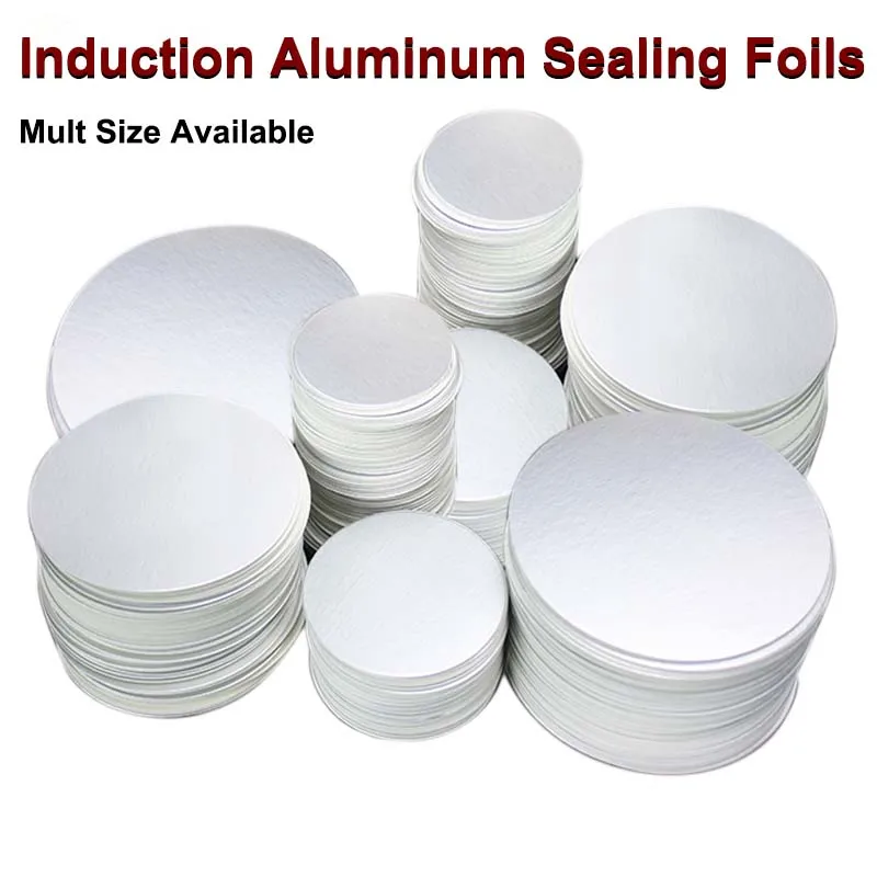 100pcs 36-121mm PET Plastic Bottle Electromagnetic Induction Sealing Foils Liners PE Cosmetic Can Aluminum Foil Sealing Film