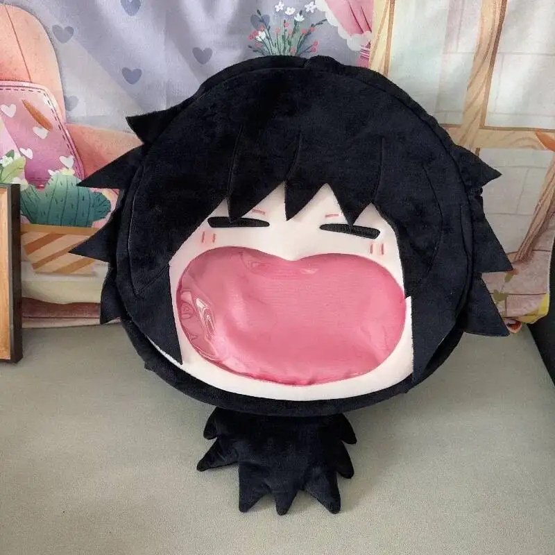 Wholesale  Tomioka Giyuu Kawaii Cosplay Lolita Girls Itbag Big Face Plush Stuffed Backpack Funny Bag Wallet Decor Fans Gift