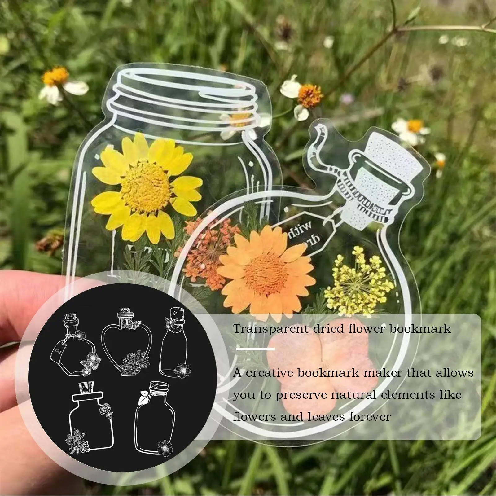 Kit de marque-pages de fleurs séchées, ensemble de fabrication de marque-pages de fleurs pressées, spécimen botanique en forme de pot pour Scrapbook, amateurs et enseignants