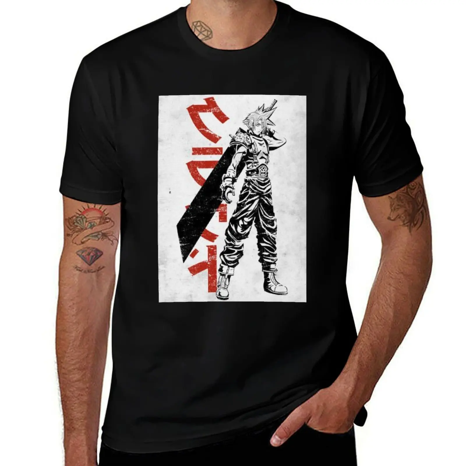Cloud Strife - Black White Red T-Shirt Festive Simple T-Shirt
