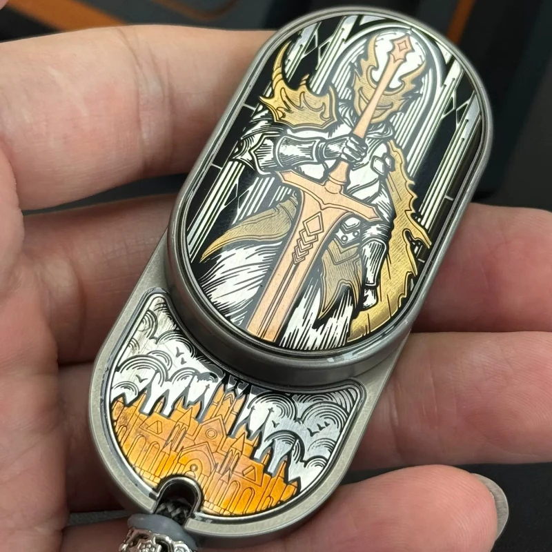Used EDC, MOT Titanium Dragon Rhythm + Tide Shark Dragon Knight Brass Inlaid Sealing Crystal, price negotiable