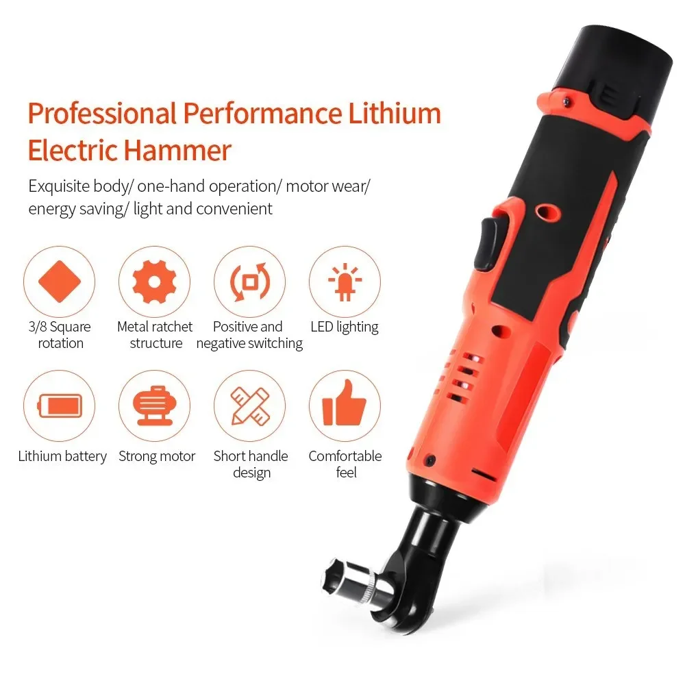 

Электрический ключ с трещоткой 12 В 3/8 дюйма, беспроводной перезаряжаемый литиевый аккумулятор, электрический ключ со светодиодной подсветкой, инструмент для ремонта автомобиля