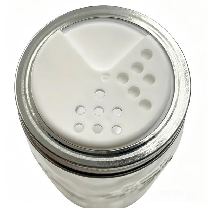PORK-Adjustable Spice Shaker Lids For Mason Jars,6Pack Plastic Seasoning Jar Lids With Shaker & Pour (Regular Mouth Lids)