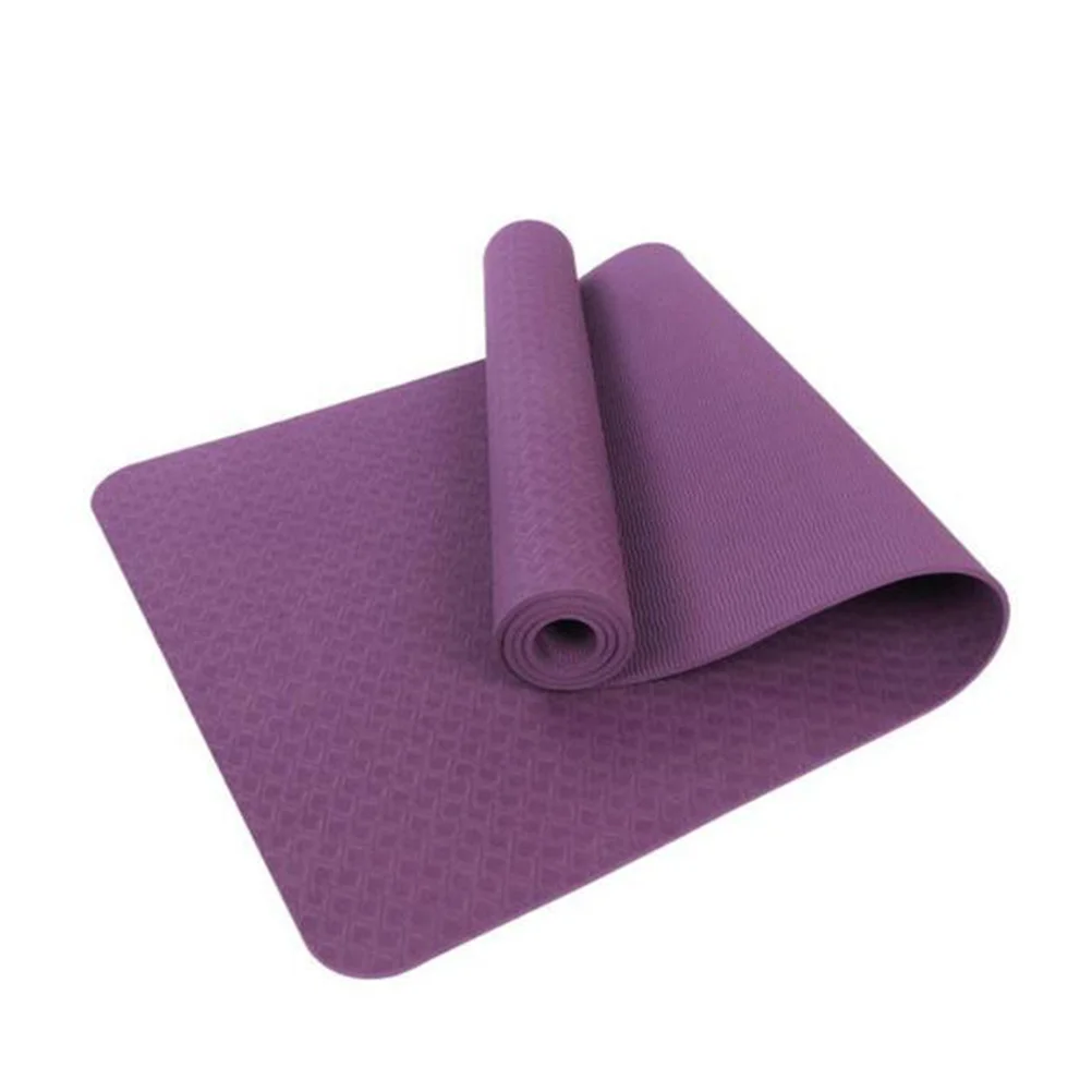 

Tpe Eco-Friendly Dark Purple Yoga Mat Portable Non-Slip High Density Cushioning Support for Joints Pilates Fitness Camping