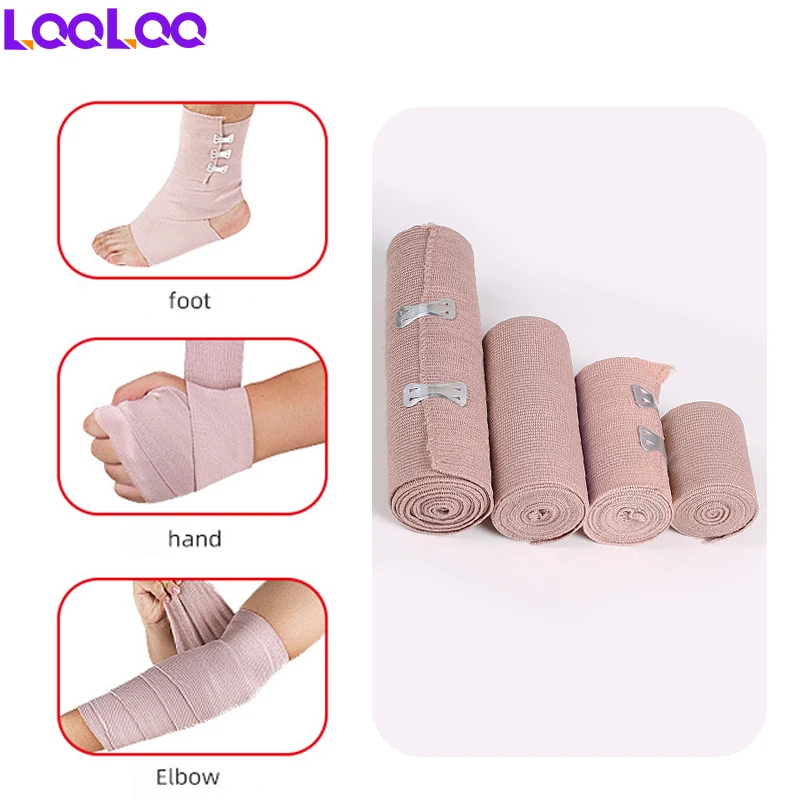 

5Roll Elastic Compression Bandage Wrap - Premium Quality with Hooks, Athletic Sport Support Tape Rolls for Ankle, Wrist, Arm