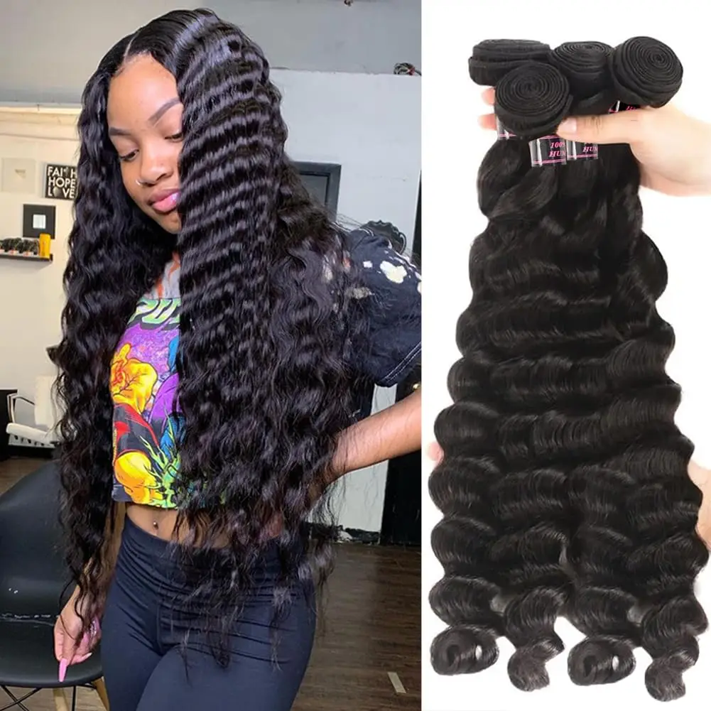 Deep Curly Hair Bundles Natural Black Wet And Wavy Deep Wave Bundles