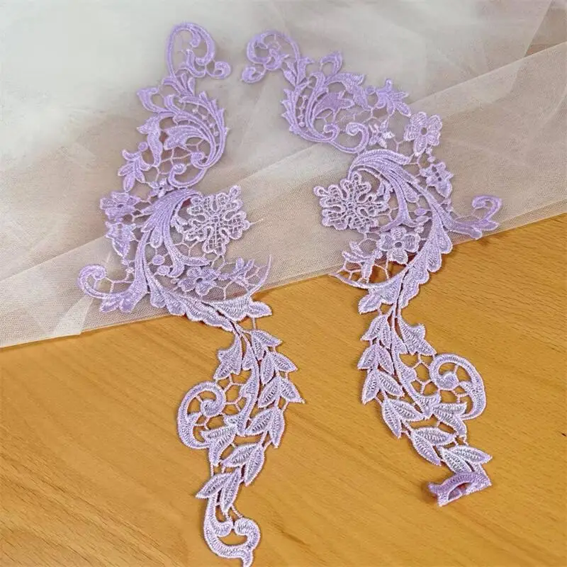 18Colors,10 Pcs=5Pair.Water-soluble Lace Embroidery Accessories for Wedding Dresses and Formal Dresses,Mirror Flower Embroidery
